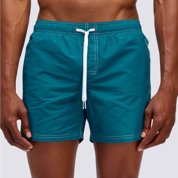 Sundek ICONIC TAFFETA STRETCH WAIST SWIM TRUNKS - medium- Teal NWT - Picture 1 of 10